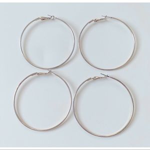 Thin Gold Hoop Earrings - 2 sets